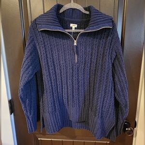 NWT Aerie Womens Navy Blue Half-Zip Sweater, Size S